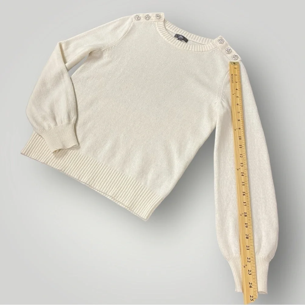 J. Crew‎ Crewneck sweater with jeweled buttons Cream Sz S